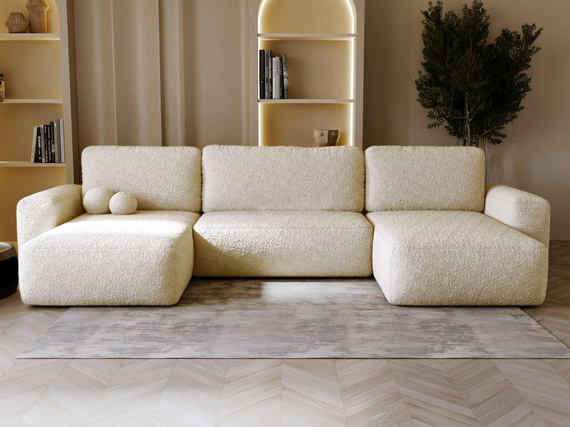 Creme Bouclé Sofa U-Form TEDIS