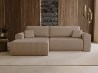 Ecksofa Cordstoff Möbel DunkelBeige