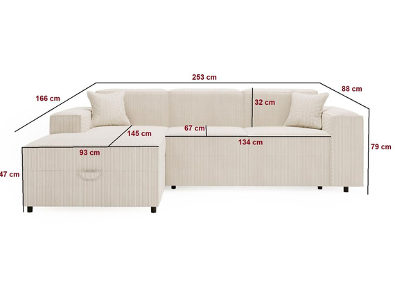 Ecksofa L-form SANTO Rosa Velvet