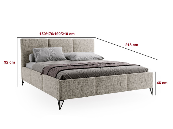 Designerbett geflechtartiger Stoff im Retro-Stil 180x200 Graphit LARAS