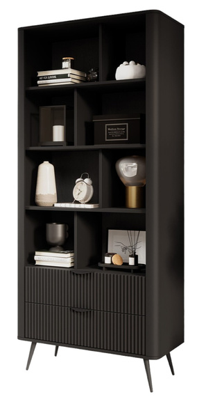 Bücherregal mit 2 Schubladen auf hohen Beinen BELLO Schwarz