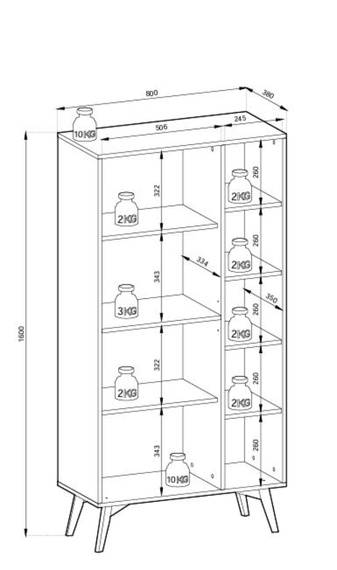 Regal mit zwei Türen MARIA Beige Aluminiumgriffe