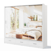 Schwebetürenschrank ARTI 01 mit 3 Schubladen Weiß