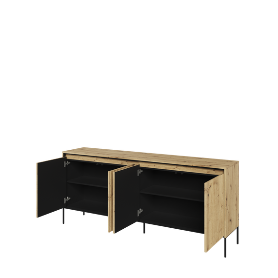 Kommode mit 4 Türen unf LED-Beleuchtung FLORE 193x40x83 cm) , 