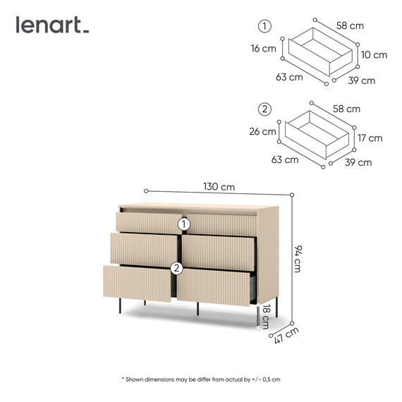 Stilvolle Kommode mit LED-Beleuchtung FLORE Beige