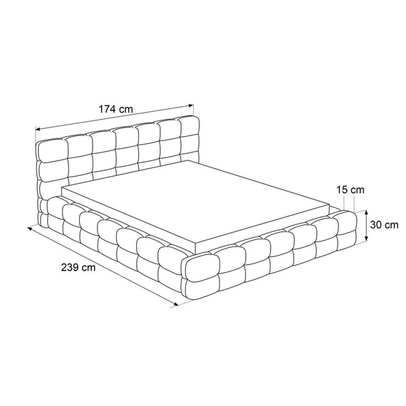 Funktionales Doppelbett 140x200 mit Stauraum grau CLOUDY