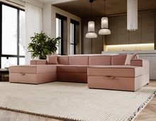 Ecksofa U-form SANTO Rosa Velvet