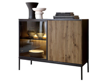 Kommode mit Fronten gefräst und gehärtetem Glas LINO Eiche wotan Graphit