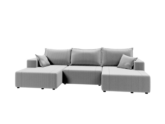 Modern Ecksofa U-form 330cm Breite Hellgrau