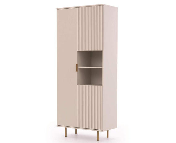 Fronten gefräst, 3 Drehtüren, elegantes Glamour-Regal