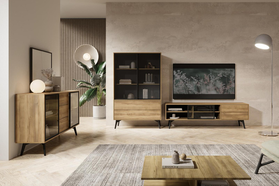TV-Schrank mit 2 Schubladen Eiche SLOW