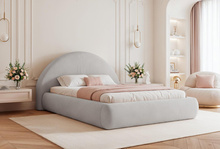 Polsterbett mit rundes Kopfteil Grau 180x200