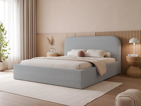 Grau Chenille Stoff Polsterbett 140x200 BAVARO