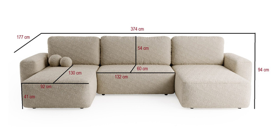 Weiße Bouclé Sofa U-Form TEDIS