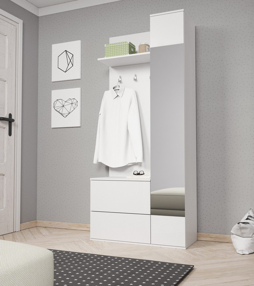 Garderoben-Set mit Kleiderbügel und Schuhregal CLAUS Weiß