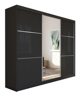 Schwebetürenschrank CINZIA mit Lacobel Glas Schwarz