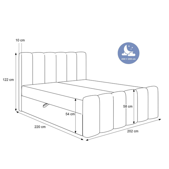 Boxspringbett BUBBLE mit Topper Komfort 200x200 Hellbeige
