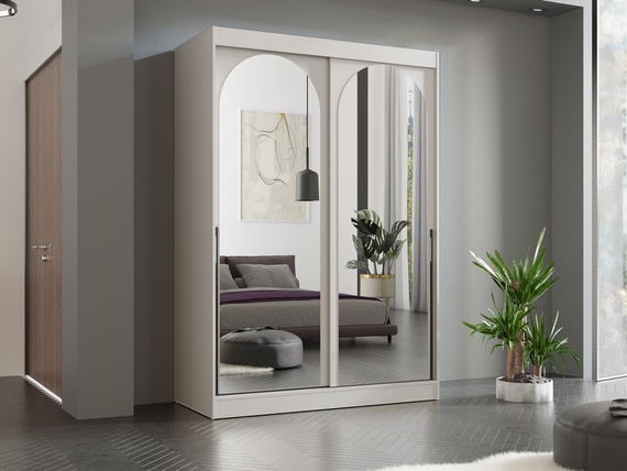 Moderner Kleiderschrank mit Spiegel 150 Breit Kaschmir LUCY 