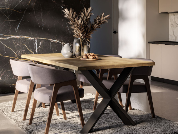 Industrial Esstisch aus Massivholz mit Metallgestell BERGEN