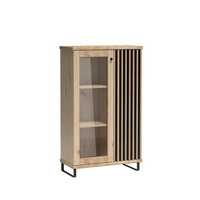 BORDO eiche, Gehärtetes Glas, Fronten gefräst, Loft Vitrine