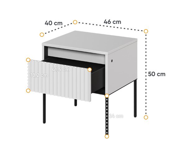 Nachttisch mit Schublade Fronten gefräst FLORE Grau