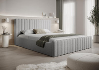 Stauraum Polsterbett Bouclé 180x200 Grau BUBBLE II