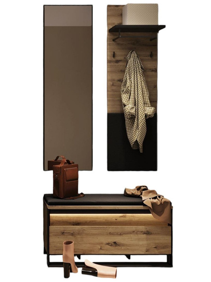 Garderoben-Set LIMA Eiche Artisan/Schwarz
