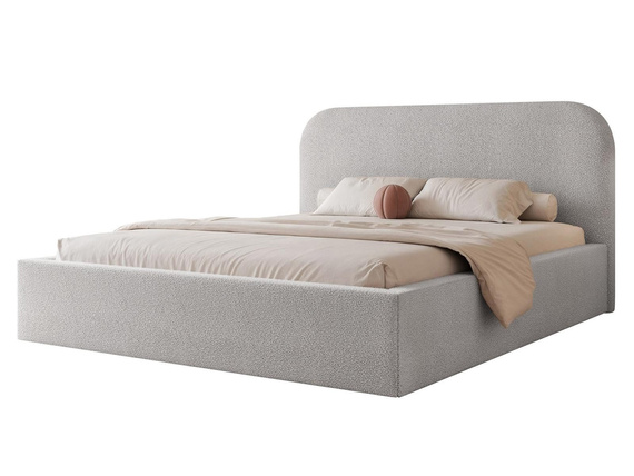Grau Bouclé Stoff Polsterbett 160x200 BAVARO