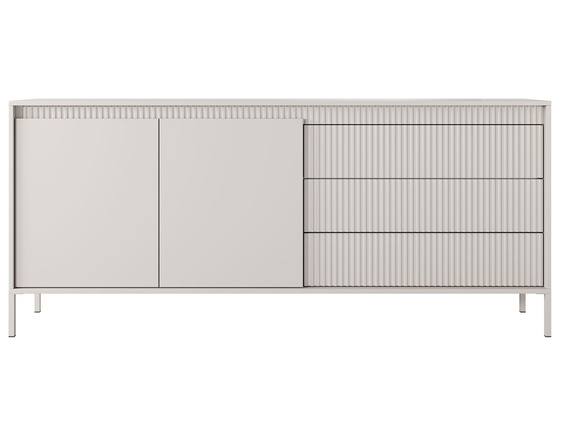 Kommode mit drei Schubladen und gerillte Front JULO Beige