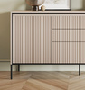 Kommode mit drei Schubladen und gerifflete Front FLORE Beige