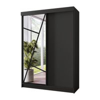 Schwebetürenschrank mit Spiegel TORET Schwarz