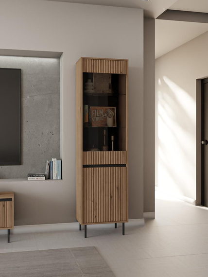 Moderne Standvitrine mit Glastür eiche evoke Ciao