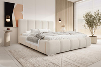 BUBBLE Boucle, Doppelbett mit Bettkasten, Leistenlattenrost aus Holz