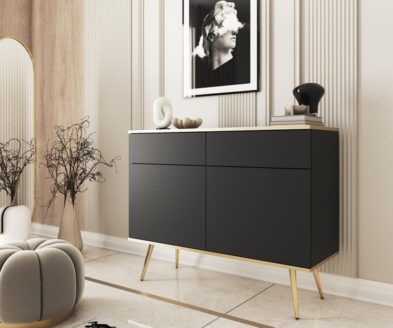 Elegante Kommode mit Schubladen POLO Schwarz