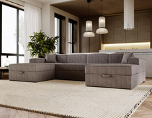 Ecksofa U-form SANTO Braun Cord