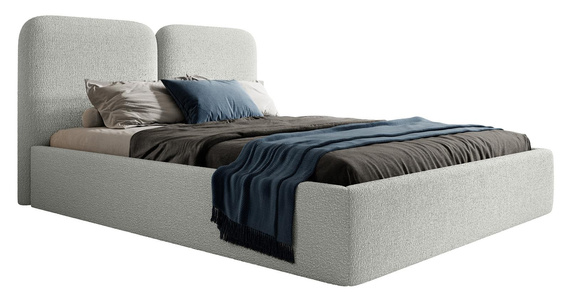 Elegantes Polsterbett Bouclé 120x200 Grau BUBBLE III