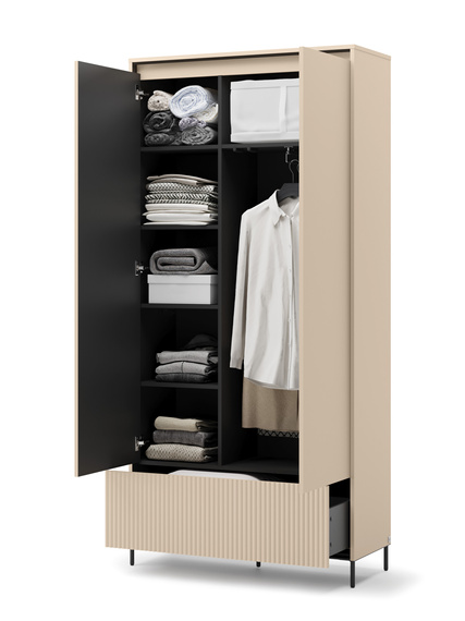 Garderoben-Set mit geriffelter Front BEIGE FLORE