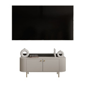 Klein TV-Schrank mit zwei Türen beige OVIO