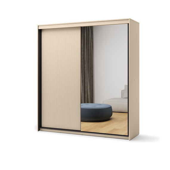 Schwebetürenschrank mit LED-Beleuchtung FLORE Beige