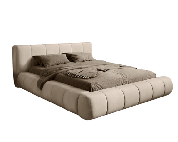 Polsterbett Designer Bett PALOS Velvet mit Bettkasten Beige