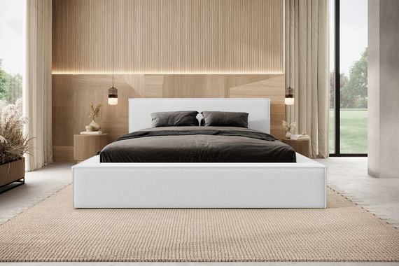 Boucle-Bett mit Stauraum 140x200 Creme ASTI