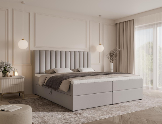 Boxspringbett mit Zwei Bettkästen 120x200 grau MEL