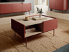 Couchtisch mit Schubladen ZOTI Eiche Linea+Rot