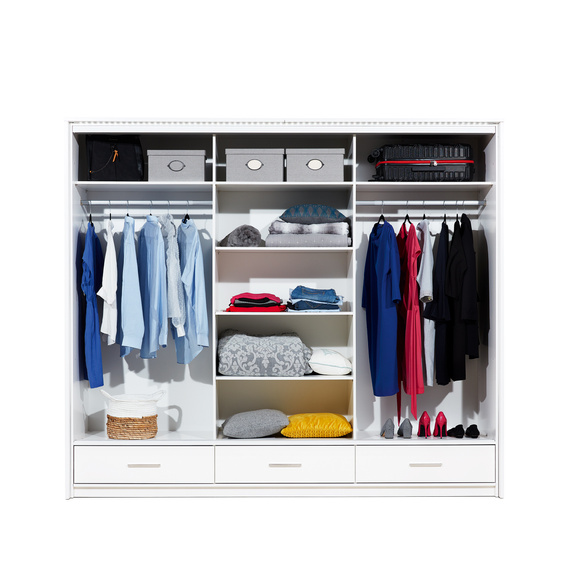 Schwebetürenschrank OPOK mit 3 Schubladen und LED Beleuchtung