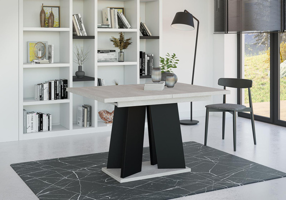 Ausziehbare Esstische SANA Beton+Schwarz