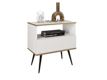 Nachttisch mit schwarzen Beinen Polo Weiß