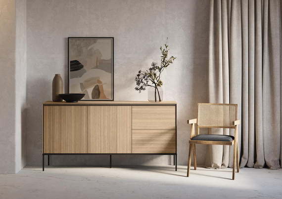 Kommode mit 2 Türen Breite: 167 cm BUDI Eiche