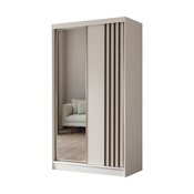 Schwebetürenschrank mit Lamellen MALTA Weiß + Schwarz