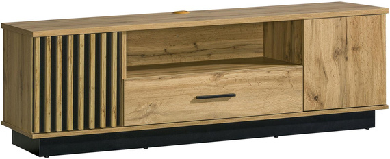 TV-Schrank mit Lamellen. Eiche wotan/schwarz PUCCI