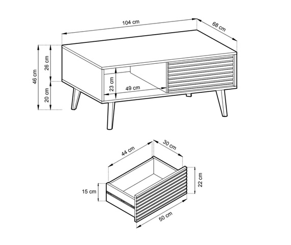 Couchtisch zum Wohnzimmer ABILIO Eiche Artisan